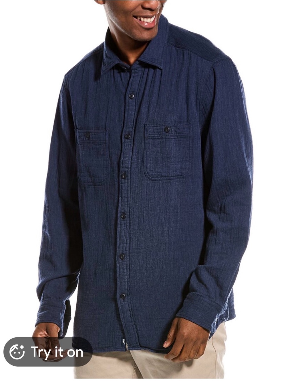 Vineyard Vines Solid Double Gauze Navy Long-Sleeve Button-Down Shirt Size XL